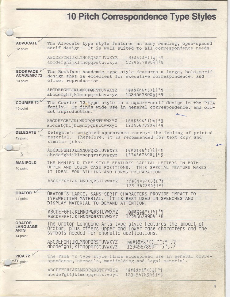 DSG IBM Selectric Type Element Catalog Type Styles To Type, Shoot