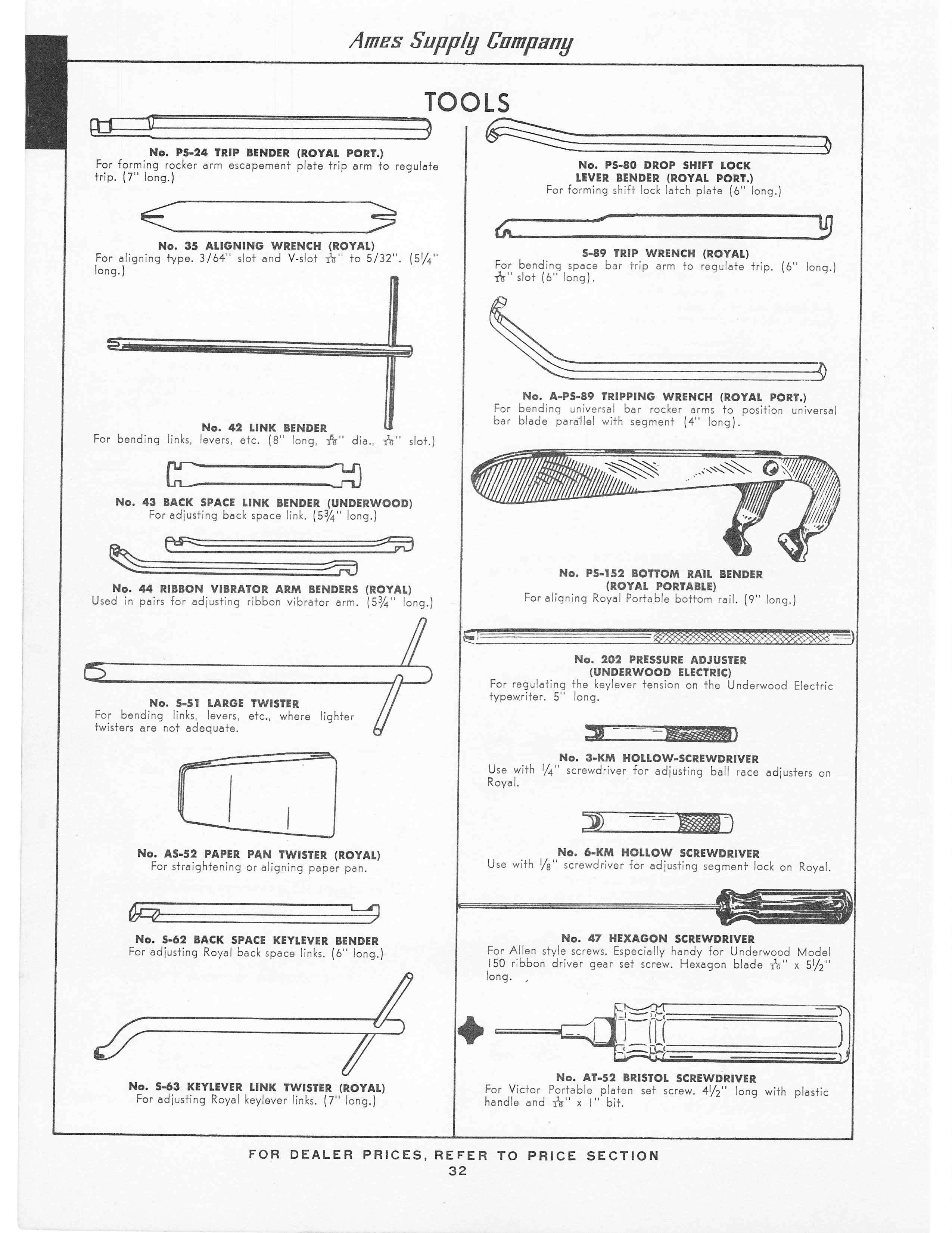 Typewriter Repair Tools Reference: 1960 Ames Catalog – To Type, Shoot ...